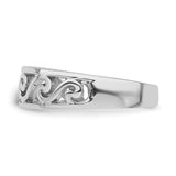 Sterling Silver Rhodium-plated Cut-Out Polished Wave Band Ring