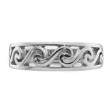 Sterling Silver Rhodium-plated Cut-Out Polished Wave Band Ring