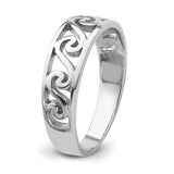 Sterling Silver Rhodium-plated Cut-Out Polished Wave Band Ring