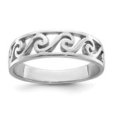 Sterling Silver Rhodium-plated Cut-Out Polished Wave Band Ring