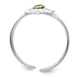 Sterling Silver Rhodium-plated CZ Turtle Toe Ring