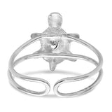 Sterling Silver Rhodium-plated CZ Turtle Toe Ring