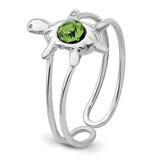 Sterling Silver Rhodium-plated CZ Turtle Toe Ring