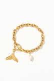 Mermaid’s Whisper Gold Chain Bracelet With Natural Stone Pearl