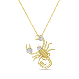 14ky scorpion pendant with 25 diamonds 0.10ct on 18 inches cable chain