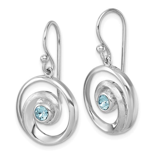 Sterling Silver Rhodium-Plated Polished Crystal Wave Dangle Earrings