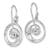 Sterling Silver Rhodium-Plated Polished Crystal Wave Dangle Earrings