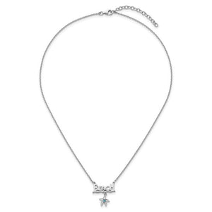 Sterling Silver Rhodium-plated Polished Crystal Starfish Beach 16" with a 2 inch extension Necklace