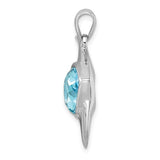 Sterling Silver Rhodium-plated Polished Crystal Angel Fish Pendant