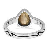 Sterling Silver Rhodium-Plated Polished Double Wave Crystal Inlay Ring