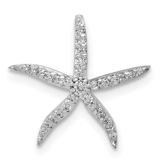 14k White Gold 1/8ct. Diamond Starfish Chain Slide Pendant