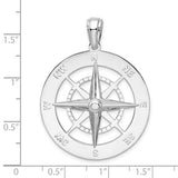 Sterling Silver Rhodium-Plated Polished Large Nautical Compass Pendant