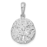 Sterling Silver Rhodium-Plated Textured Sand Dollar with 14k Starfish Pendant