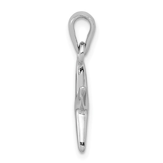 Sterling Silver Rhodium-plated Polished Starfish Charm Pendant