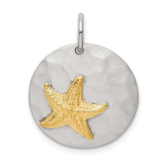 Sterling Silver Gold-Tone Starfish Brushed Pendant