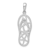Sterling Silver Rhodium-Plated 3D Cut-Out Starfish Flip-flop Pendant