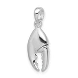 Sterling Silver Rhodium-Plated 3D Moveable Lobster Claw Pendant