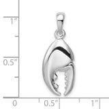 Sterling Silver Rhodium-Plated 3D Moveable Lobster Claw Pendant