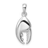 Sterling Silver Rhodium-Plated 3D Moveable Lobster Claw Pendant