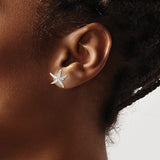 Sterling Silver Rhodium-plated CZ Starfish Post Earrings