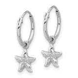 Sterling Silver Rhodium-plated Madi K Starfish Hoop Earrings
