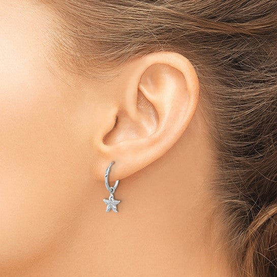 Sterling Silver Rhodium-plated Madi K Starfish Hoop Earrings
