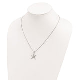 Brilliant Embers Sterling Silver Rhodium-plated 31 Stone 18 inch Micro PavC) CZ Starfish Necklace with 2 Inch Extender