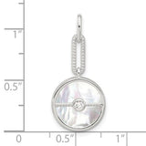 Sterling Silver E-coated CZ and Mother of Pearl Pendant