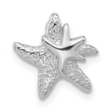 Sterling Silver Rhodium-plated Textured Starfish Chain Slide Pendant