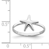 Sterling Silver Rhodium-plated Polished Starfish Ring