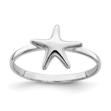 Sterling Silver Rhodium-plated Polished Starfish Ring