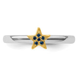 Sterling Silver Stackable Expression Gold-Plated Gemstone Star Rings