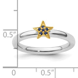 Sterling Silver Stackable Expression Gold-Plated Gemstone Star Rings