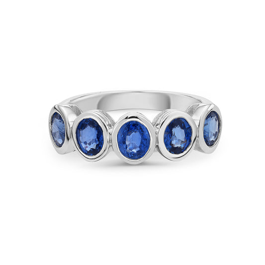 14KW 6MM BAND WITH 5 BLUE SAPPHIRES 2.27CT