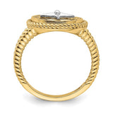 14k Two-tone Mini Nautical Compass Rope Ring