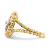 14k Two-tone Mini Nautical Compass Rope Ring