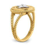 14k Two-tone Mini Nautical Compass Rope Ring