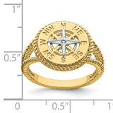 14k Two-tone Mini Nautical Compass Rope Ring