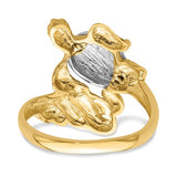 14K TWO-TONE TURTLE RING