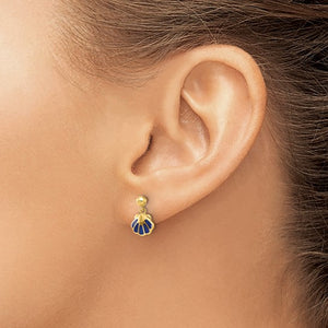 14k Madi K Polished Blue Enameled Shell Post Dangle Earrings