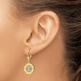 14K with Rhodium Mini Nautical Compass Leverback Earrings