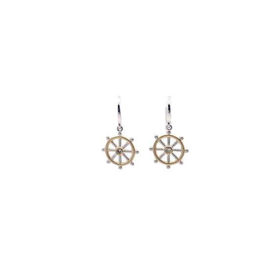 Ships Wheel Gold Plated Earrings