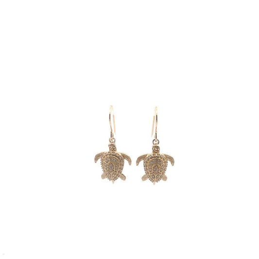 Gold Toned Sea Turtle Drop Earrings