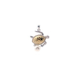 Gold Plated Sea Turtle Necklace With a Pearl