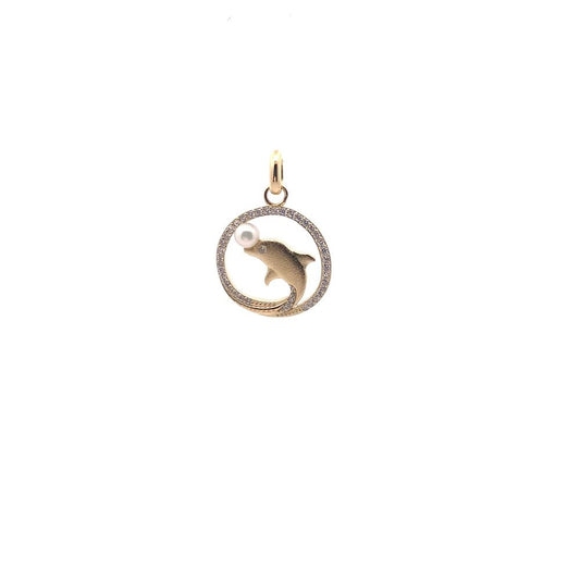 18k Yellow Gold Dolphin Charm Pendant