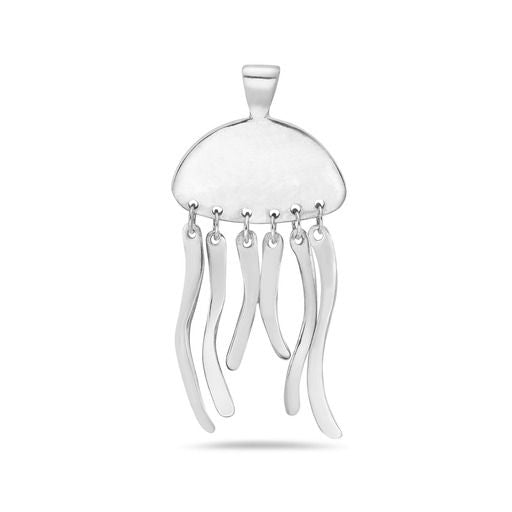 24X41MM STERLING SILVER JELLY FISH PENDANT WITH 7 LEGS