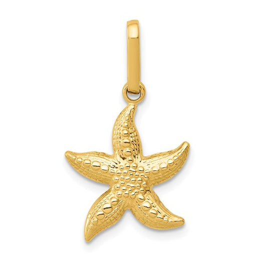 14k Textured Hollow Starfish Pendant