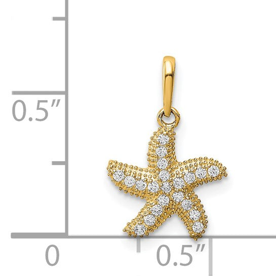 14K CZ Starfish Pendant