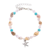 Retro Starfish & Colorful Stone Bead Bracelet