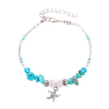 Retro Starfish & Colorful Stone Bead Bracelet